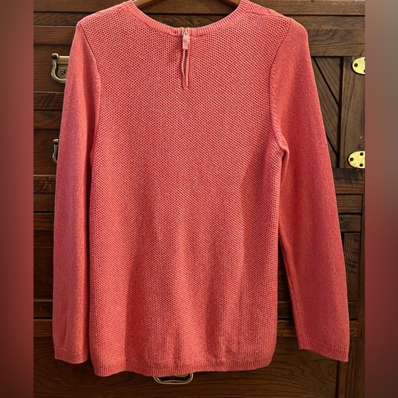 Talbots Cable Knit Sweater with Back Zip Cotton Blend Coral Sz Large - Picture 2 of 9